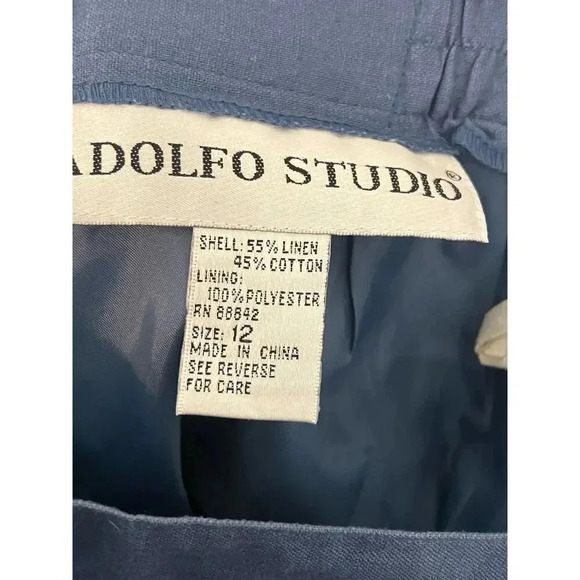 ADOLFO STUDIOS LINEN COTTON BLEND BLUE MAXI SKIRT SIZE 12 - Picture 3 of 4
